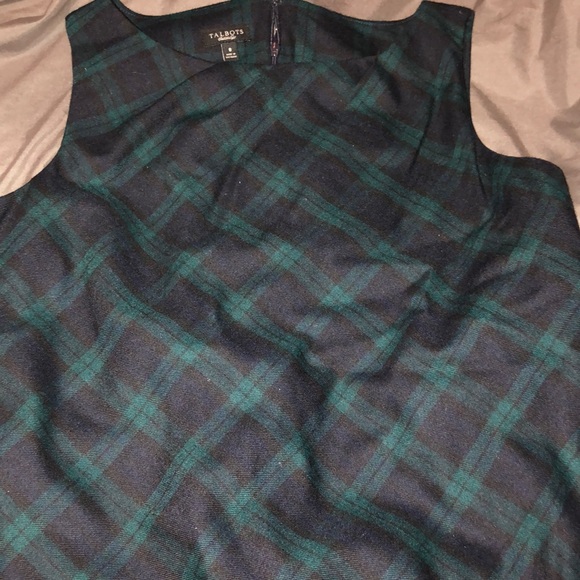 Talbots Green and Black Holiday Plaid Midi Dress - Picture 2 of 6